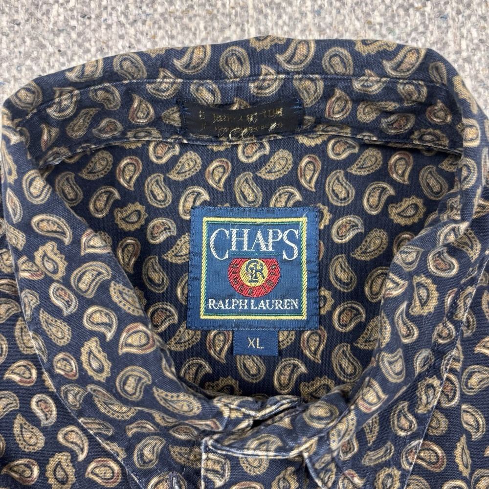 Chaps Ralph Lauren Shirt Mens XL Blue Paisley Button Up Classic Fit Cotton - Picture 2 of 6
